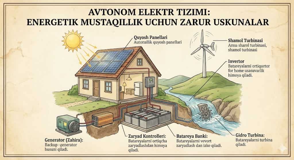 Avtonom Elektr Tizimi: Energetik Mustaqillik Uchun Zarur Uskunalar