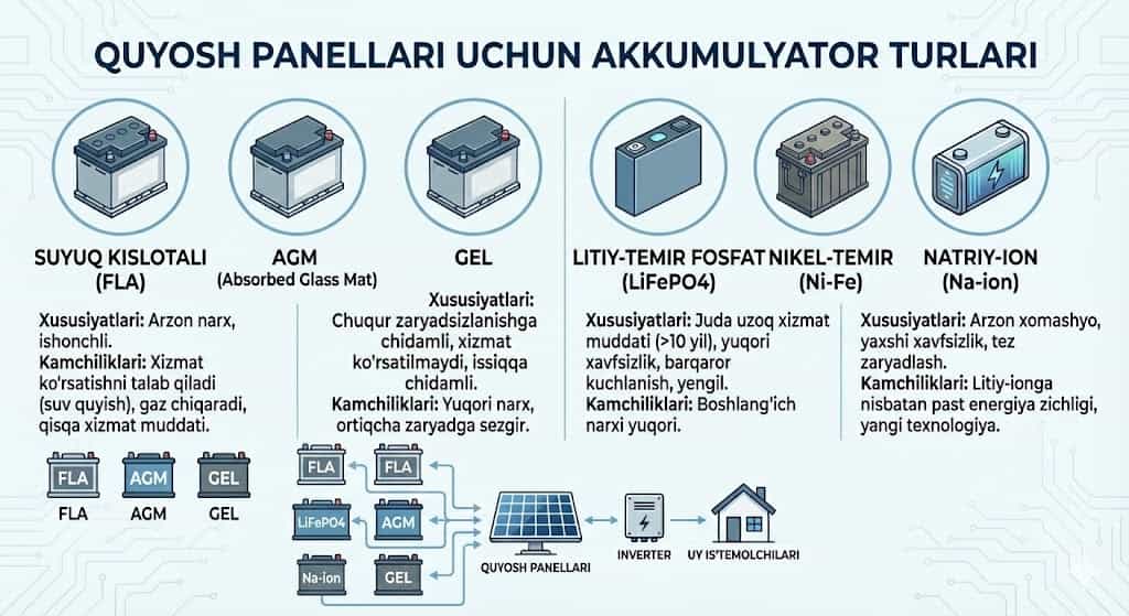 Quyosh Panellari Uchun Akkumulyatorlar